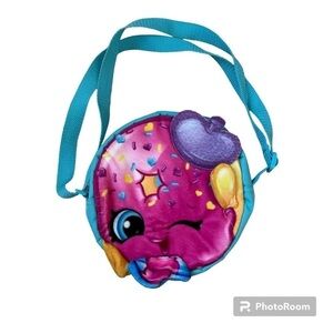 Shopkins Doughnut Shaped Crossbody Bag 7 inch adjustable strap zipper closure